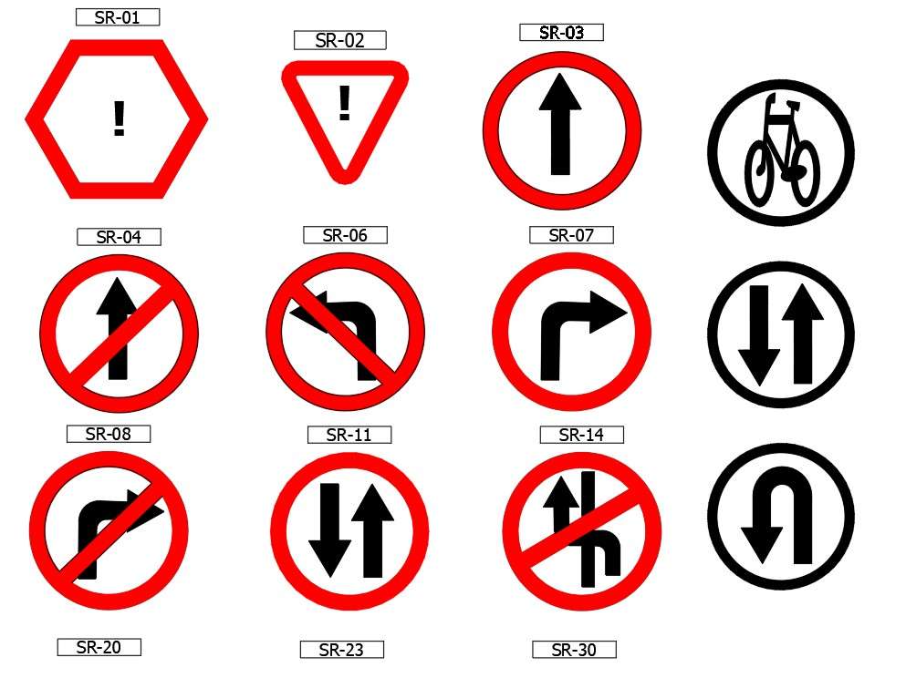 Traffic Symbol Signs And Road Symbols CAD Blocks Drawing Cadbull