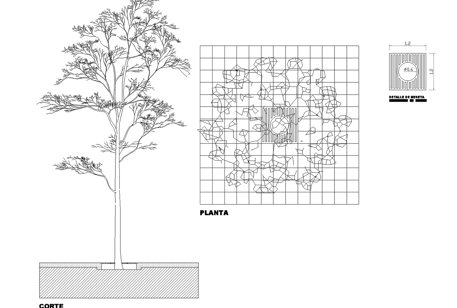 Tree plan detail dwg file. - Cadbull