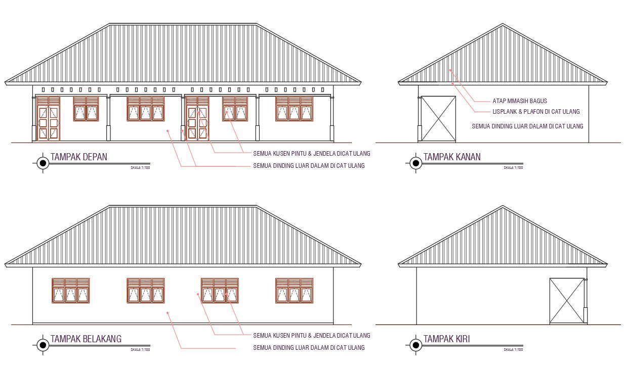 Truss Roof House Building Elevation Design DWG File Cadbull