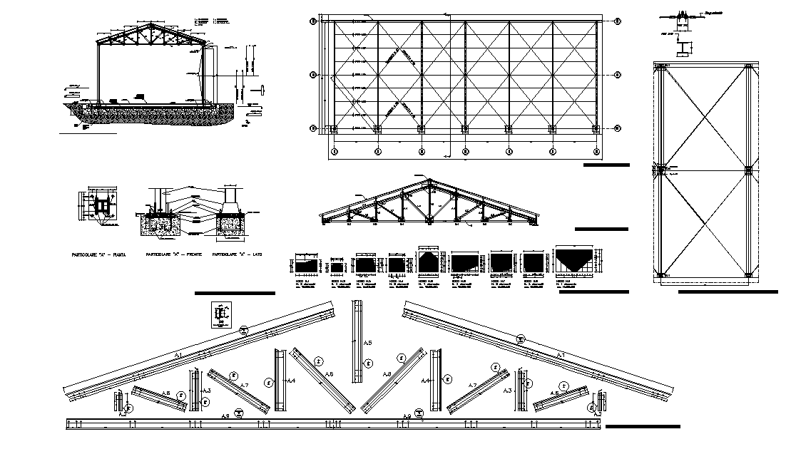 Truss Span Steel Structure Section CAD Drawing DWG File Cadbull