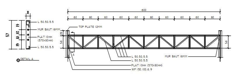 Truss section design in AutoCAD 2D drawing, CAD file, dwg file - Cadbull