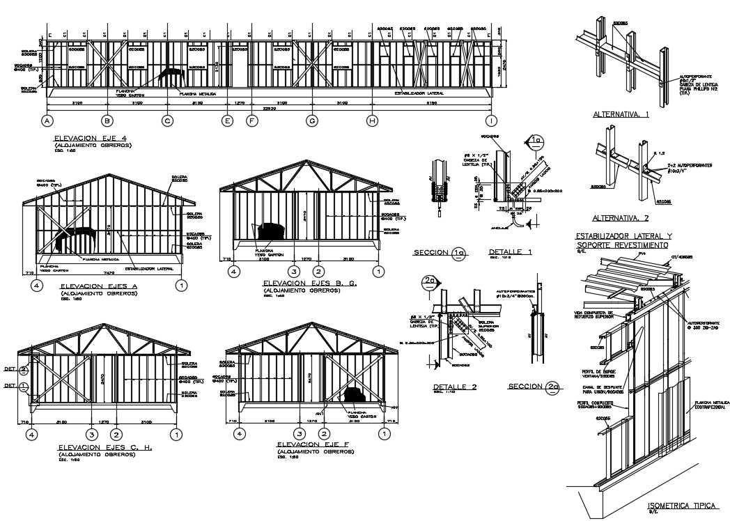 Truss section details cad drawings are given in this cad file. Download ...