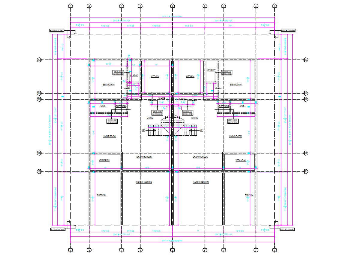 Twin House Plans DWG File - Cadbull