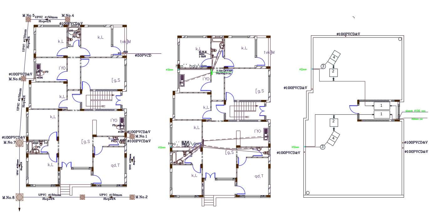 Twin House Plumbing Layout Plan Design DWG File Cadbull