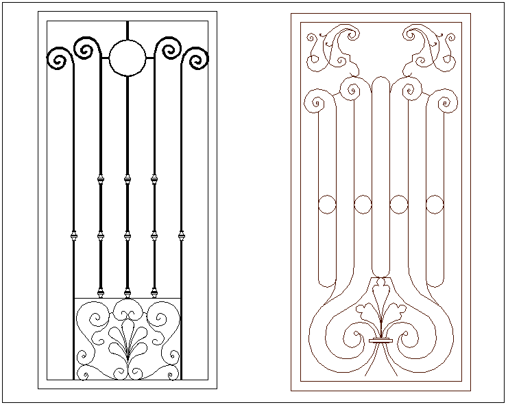 Two different shaped forged door design - Cadbull