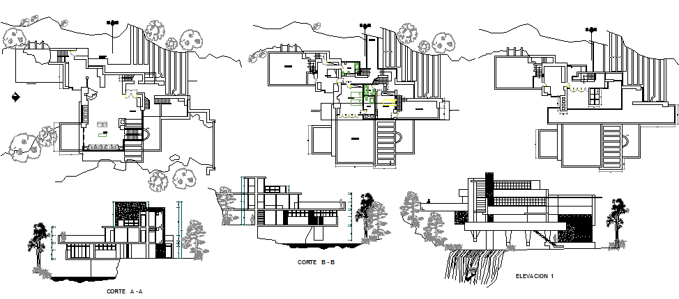 Two flooring house architecture project dwg file - Cadbull