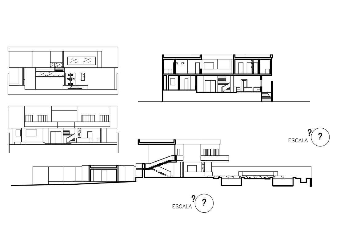 Two-level house all sided elevation and sectional drawing details dwg ...