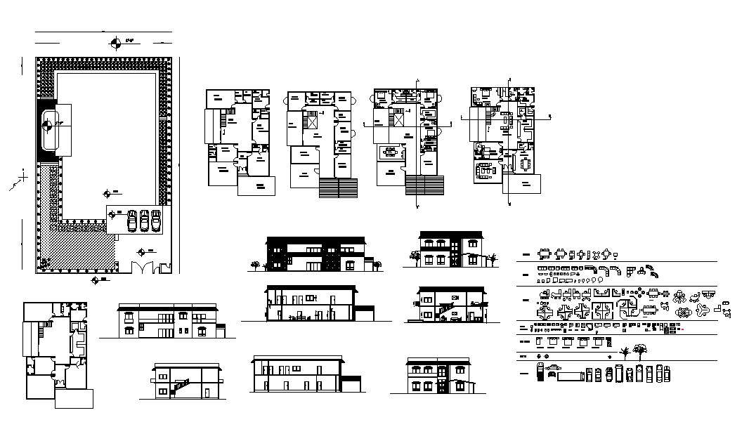 Two-level one family house detailed architecture project dwg file - Cadbull