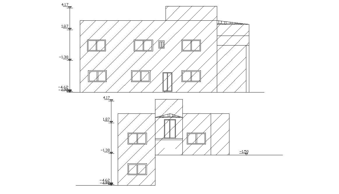 Two Story House Building Design AutoCAD File - Cadbull