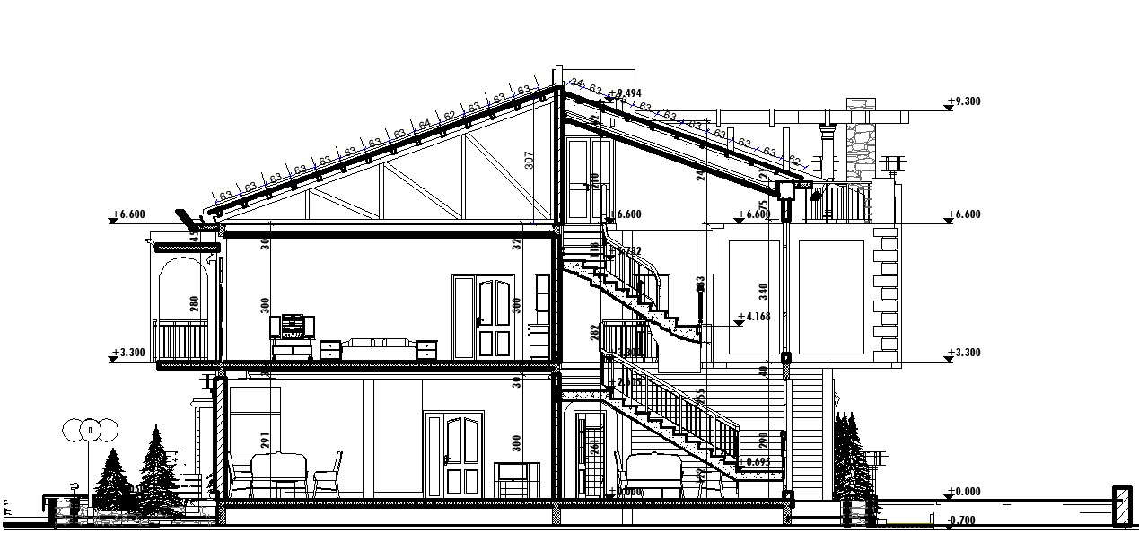 Two Story residential sectional elevation details in AutoCAD, dwg file ...