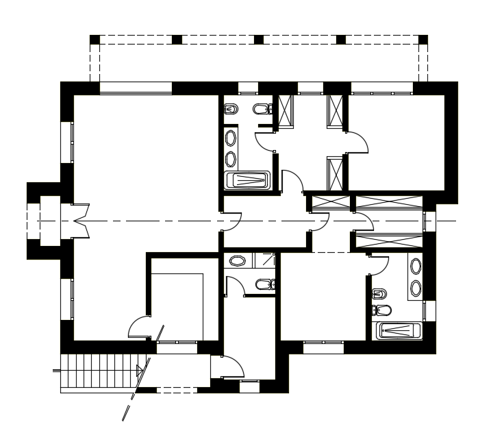 Two Story Residential First Floor House Plan Layout Is Given Cadbull