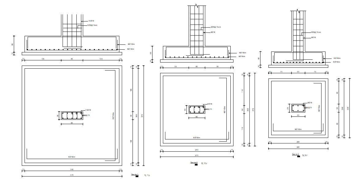 Typical Foundation Plan IN Different Size CAD Drawing Cadbull