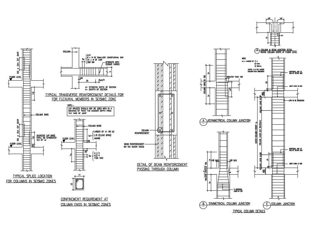 Typical Section Of Column Detail Dwg File Cadbull