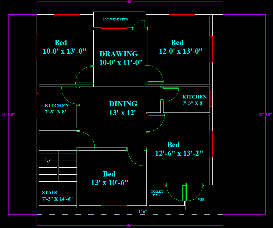 Typical floor plane - Cadbull