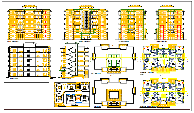 Typical Plan Detail Of Multi Storey Residential House Design Drawing Cadbull