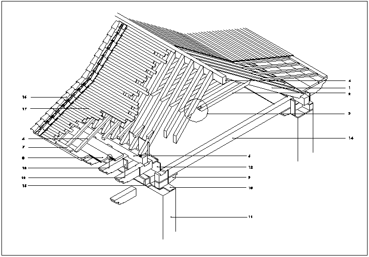 Typical Wooden Roof Structure Isometric View In Detail Dwg File - Cadbull