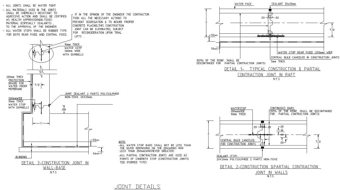 Typical Construction joint in wall base details in AutoCAD, dwg file ...