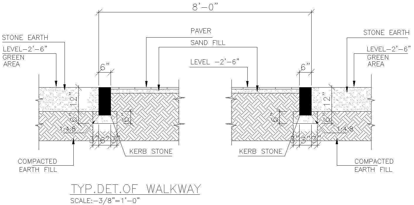 Typical Detail Of Walkway In Autocad Dwg File Cadbull