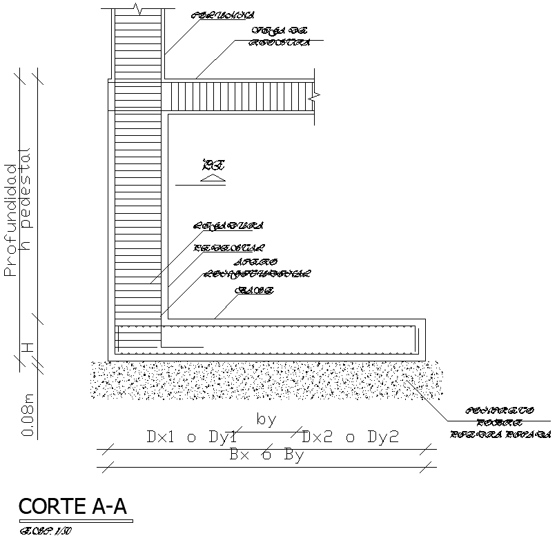 Typical Footing Section Detail DWG AutoCAD file - Cadbull