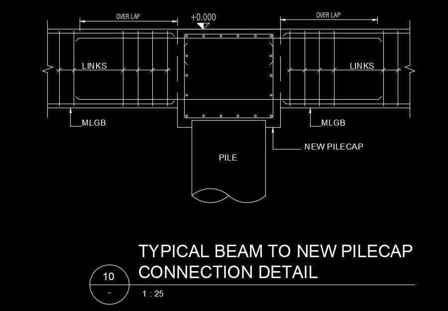 Typical Beam To New Pile Cap Connection Detail Drawing Autocad File Is