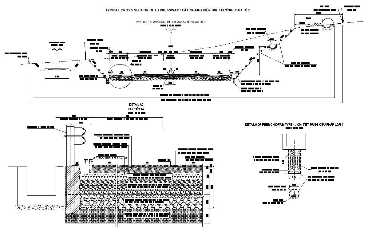 Typical cross-section expressway details are given in this Drawing of ...