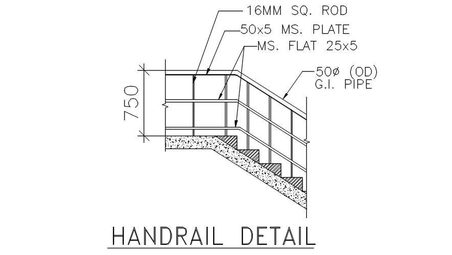 Typical detail of Handrail of a building. Download the AutoCAD DWG file ...