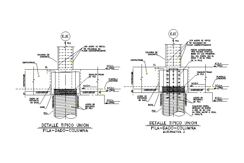 Typical detail of pile dice & column joint is given in this Autocad ...