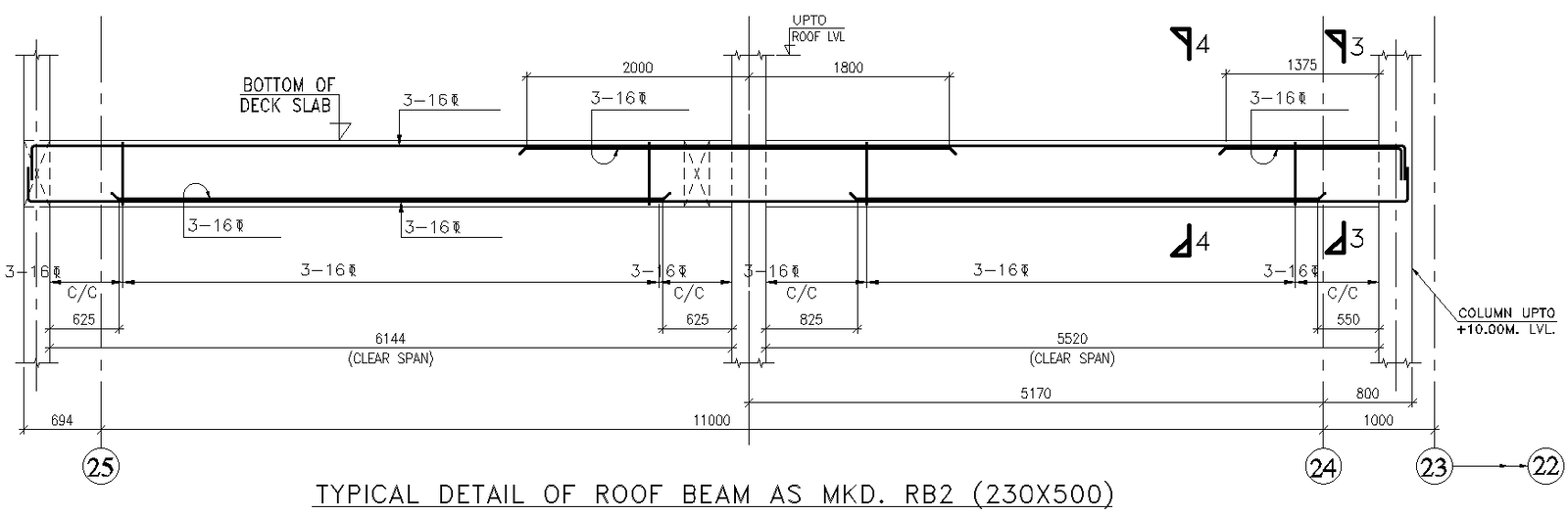 Typical details of roof beam details with labeling and dimensions dwg ...