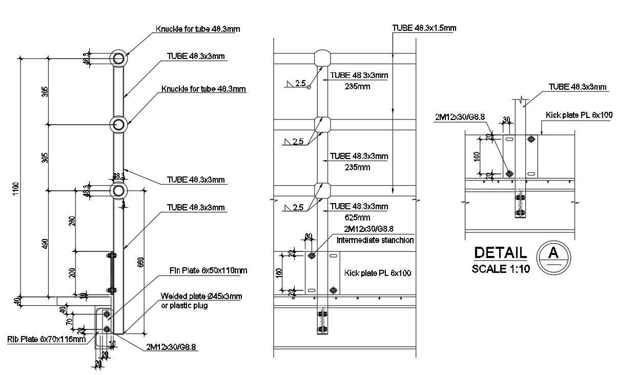 Typical Handrail Details In Autocad D Drawing Dwg File Cad File