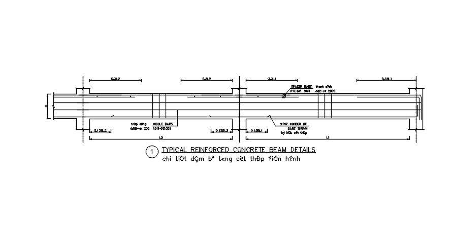 Typical Reinforced Concrete Beam Details In Autocad 2d Drawing Dwg 