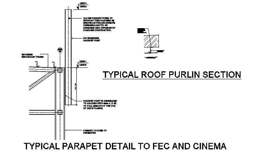 Typical Roof Purlin And Typical Parapet Detail To FEC And Cinema ...