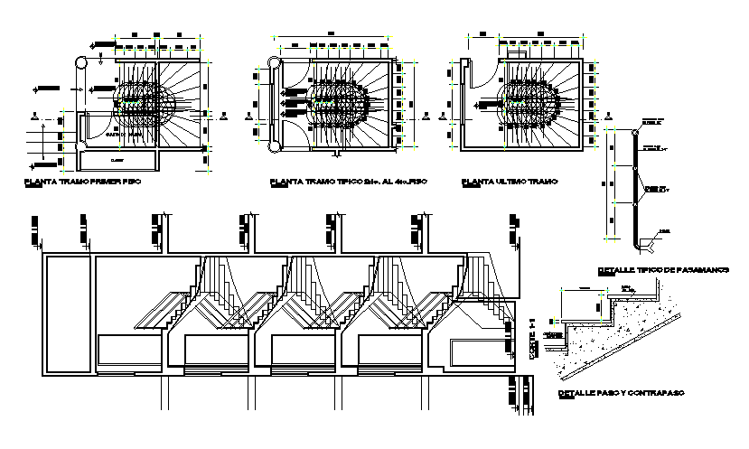 Typical section view of the staircase details are given in this Autocad ...