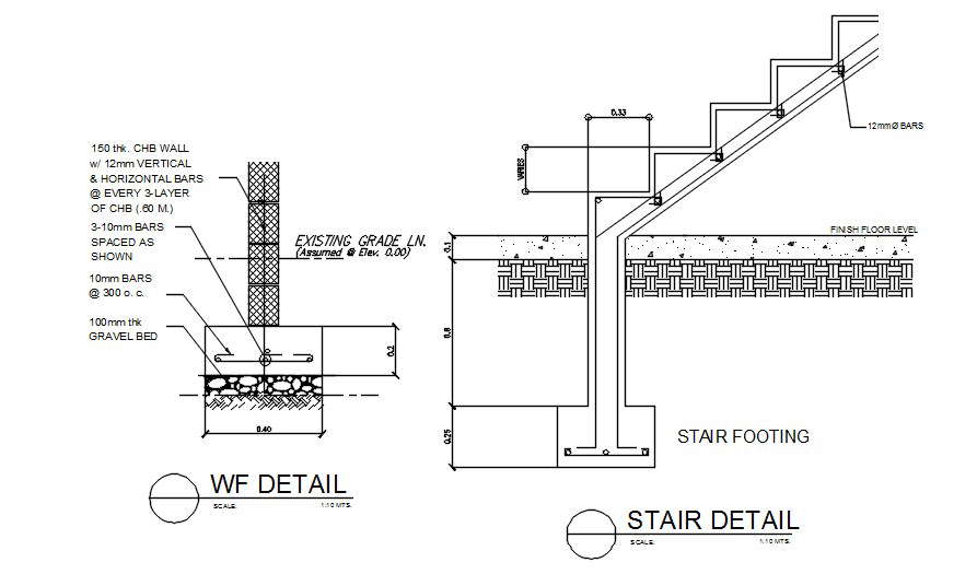 Typical stair detail in AutoCAD 2D drawing, dwg file, CAD file - Cadbull