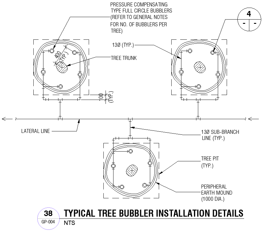 Typical tree bubbler installation detail DWG AutoCAD File - Cadbull