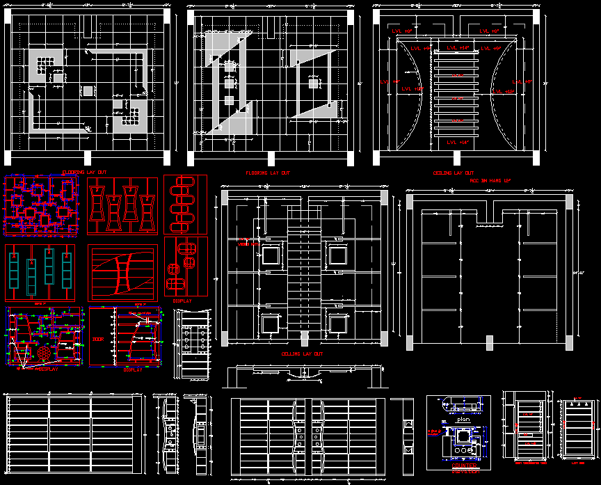 Different types of residential False  ceiling  2D drawings 