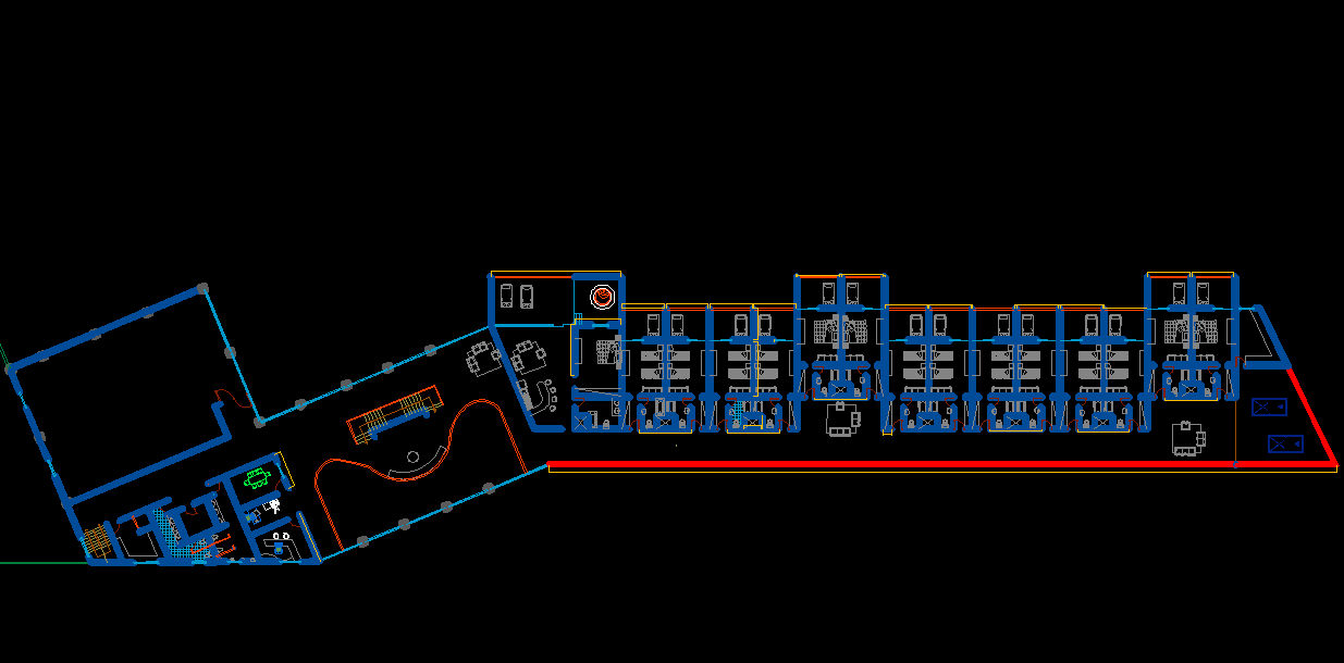 Modern Hotel Building Floor Plan With Furniture Are Given In This Cad Drawing Download Now