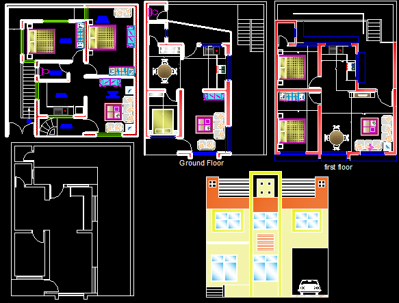 Individual G+1 House Floor Plan Design. Download The AutoCAD 2D Drawing ...