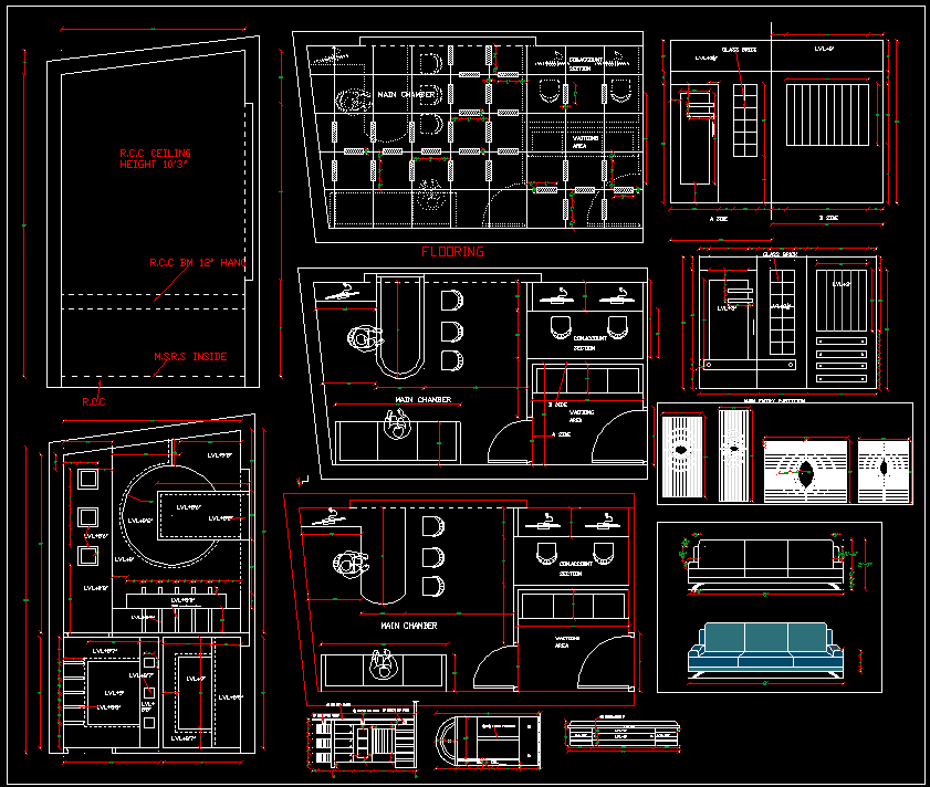 corporate office design and floor details are shown in this DWG file ...