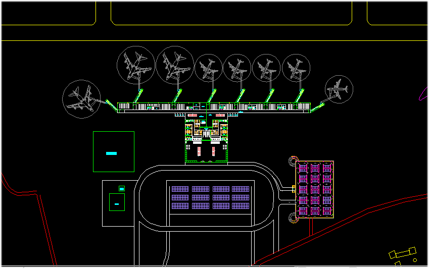 International Airport Floor Plan And Design Is Given In This Cad File