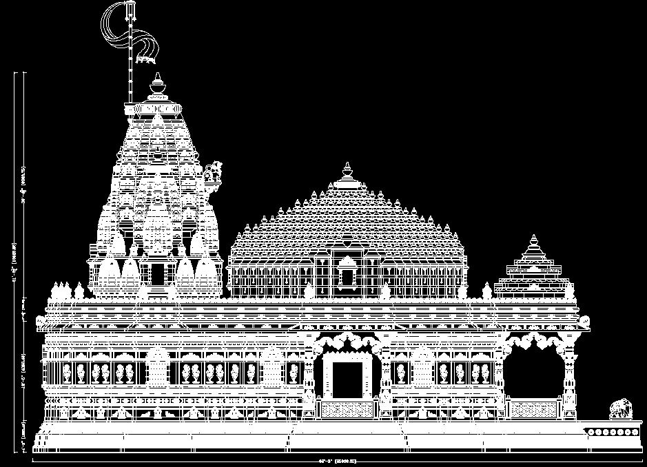 Temple Side Elevation Beautiful Design Drawing Download Now Cadbull