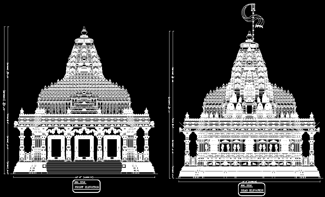 Small Temple Building Detail Elevations Autocad Drawing Cadbull ...