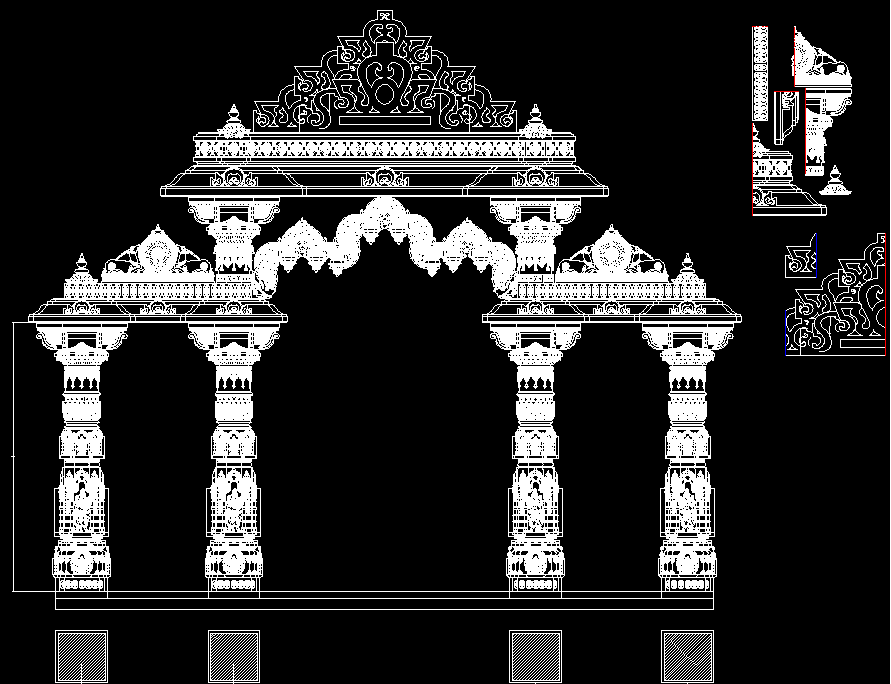 Temple gets a design DWG CAD drawing. Download now. - Cadbull