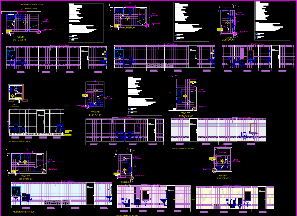 AutoCAD DWG 2D Drawing file having the details of the Toilet side ...