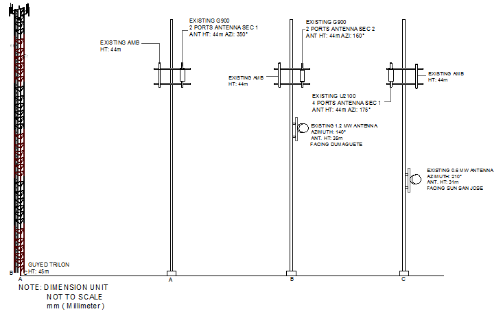 Urban electric tower installation with leg details dwg file - Cadbull