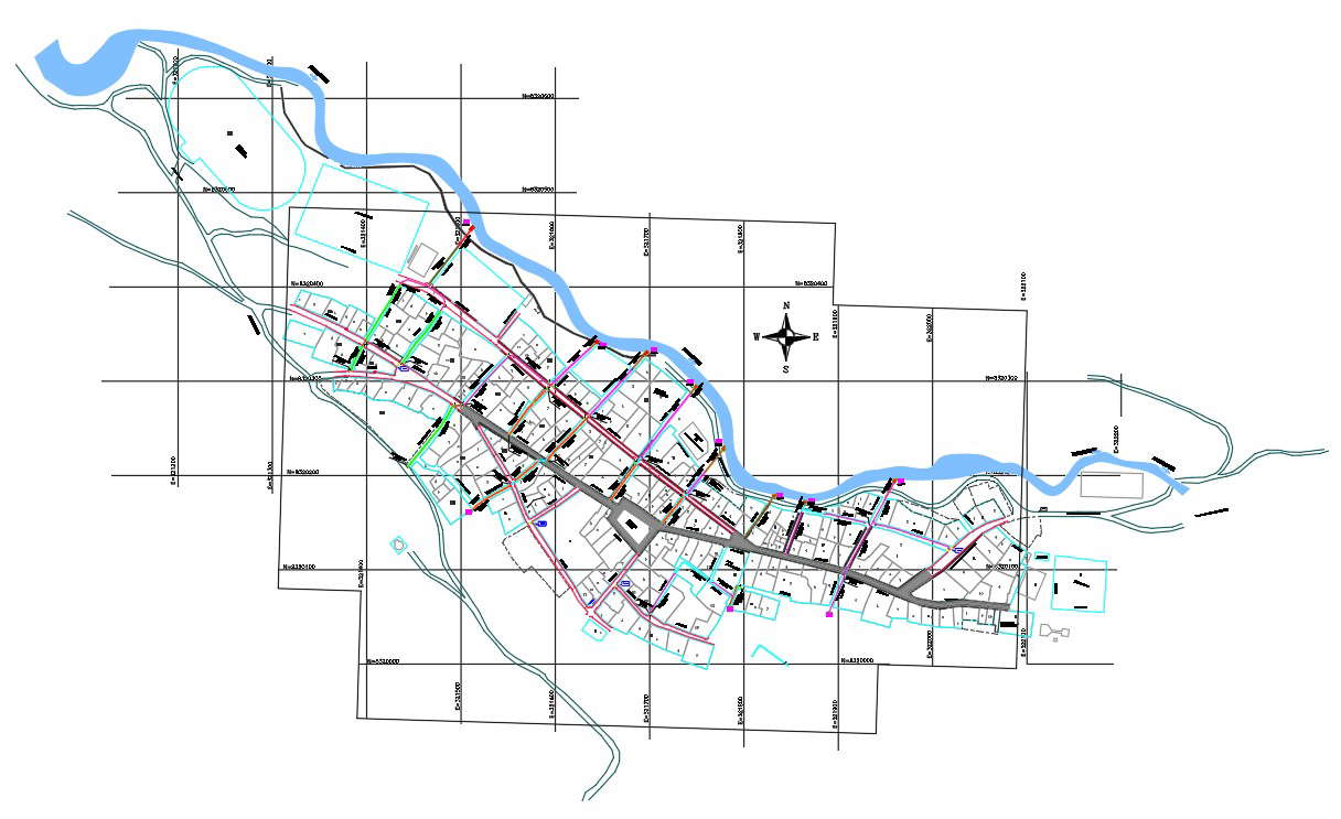 Urban Plan With River CAD Drawing - Cadbull