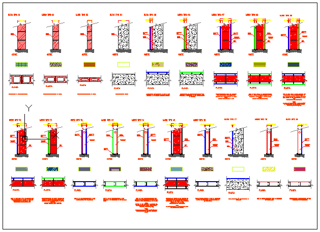 Various types of details of walls design drawing - Cadbull