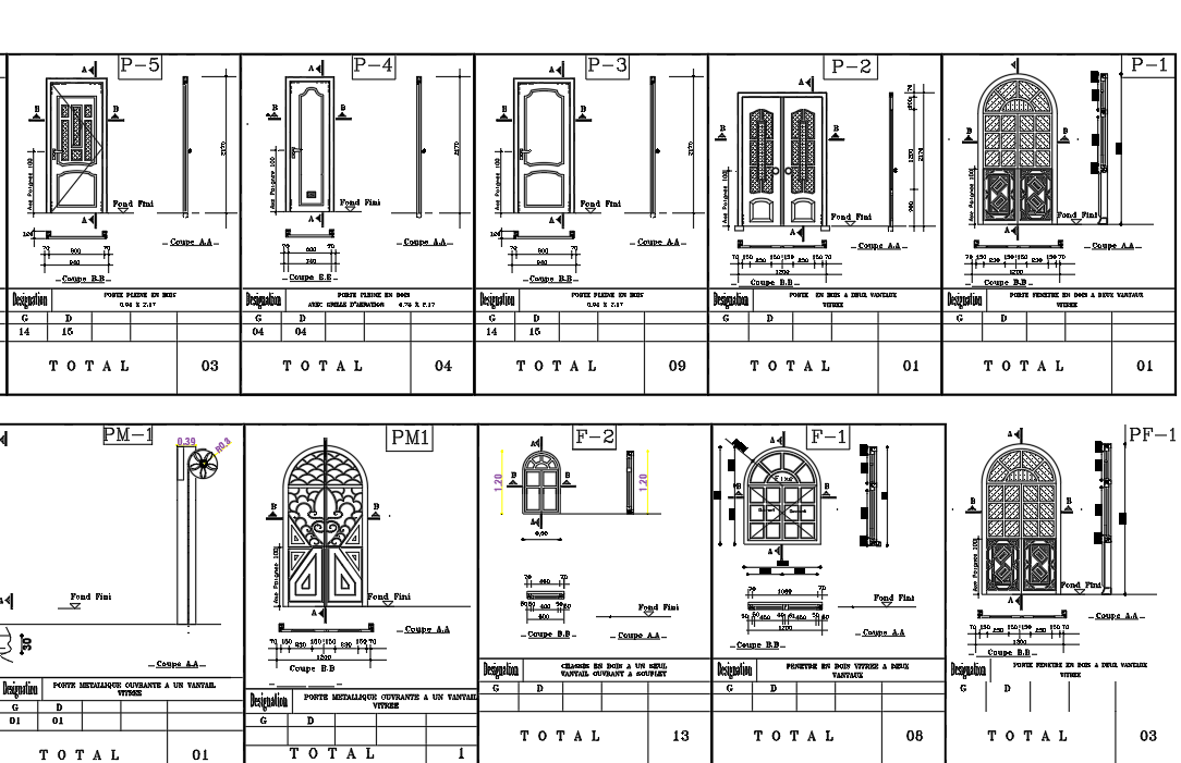 Various types of doors elevation detail - Cadbull