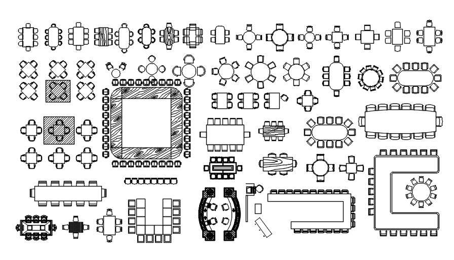 Various designs of Meeting tables and dining tables in AutoCAD 2D ...