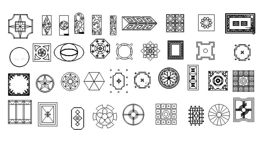 Various pattern design CAD blocks in AutoCAD 2D drawing, CAD file, dwg ...