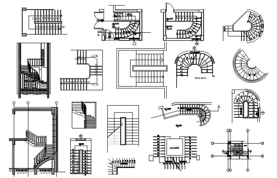 Various Patterns Of Stair Design Cad Blocks In Autocad 2d Drawing, Cad 